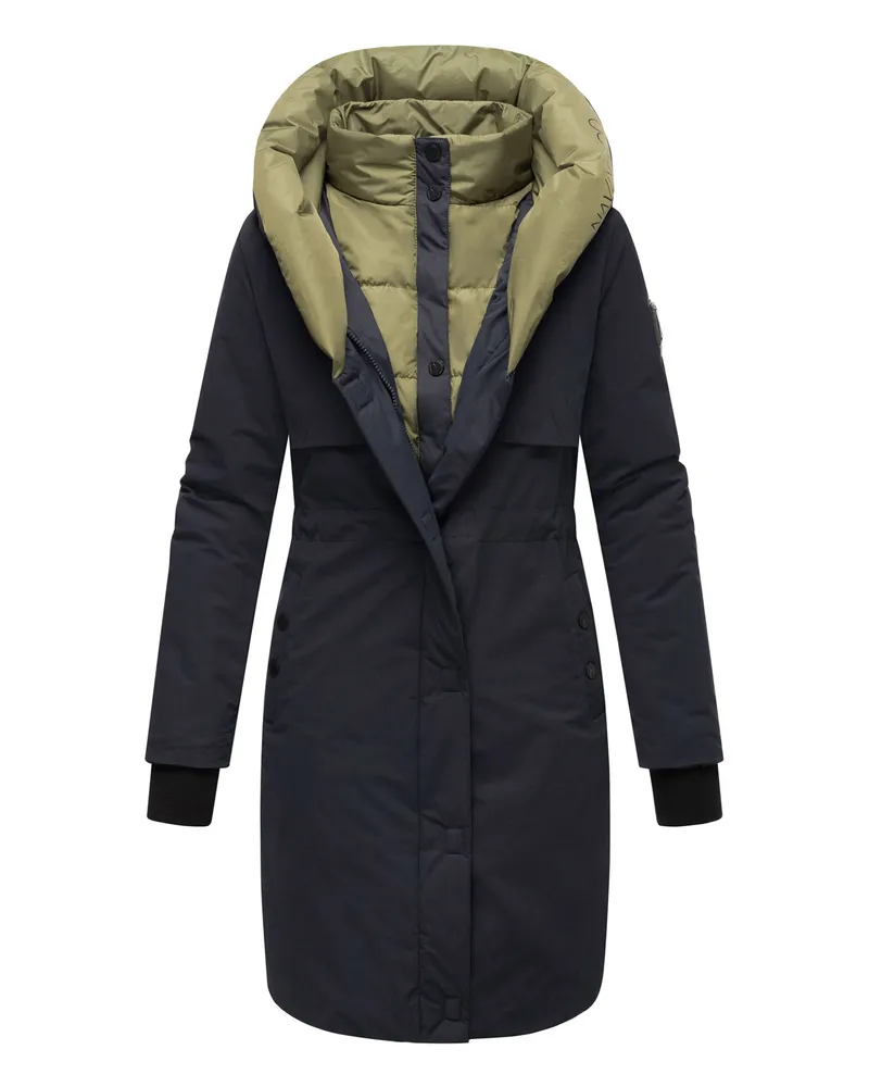 NAVAHOO Damen Winterjacke Snowelf – Leicht & Warm mit Magnetverschluss Blau