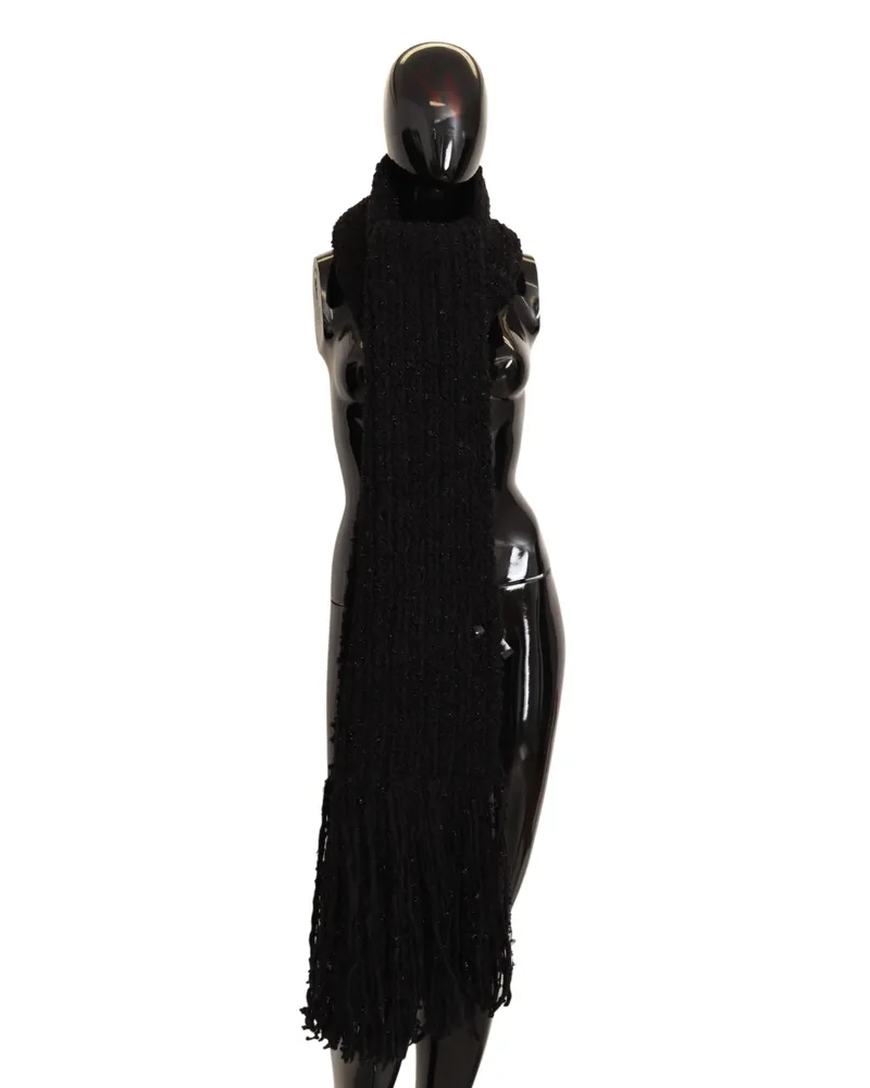 Dolce & Gabbana Écharpe en laine vierge noire pour femme, avec châle enveloppant Schwarz