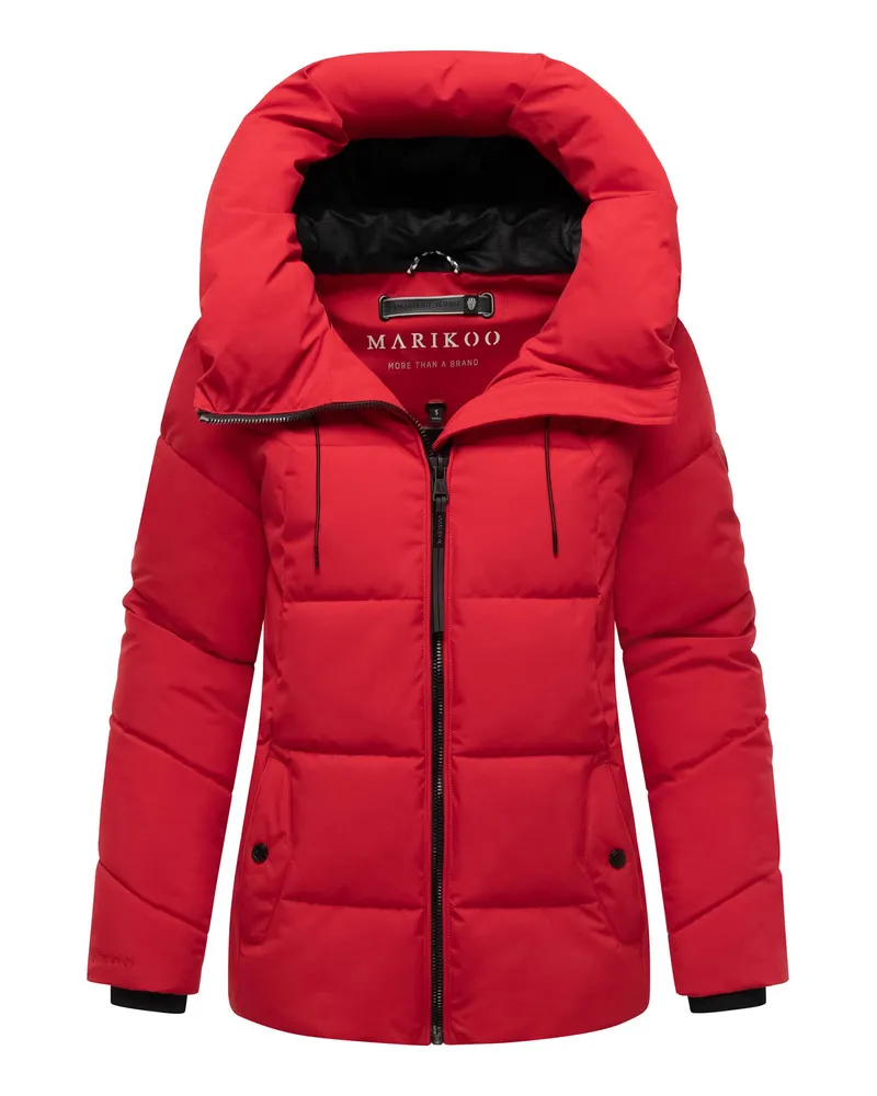 Marikoo Damen Winter Steppjacke Kuscheltatze XVI mit Kapuze Rot