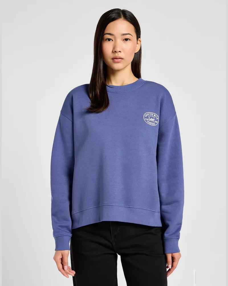 Lee Rundhalspullover Surfblau Blau