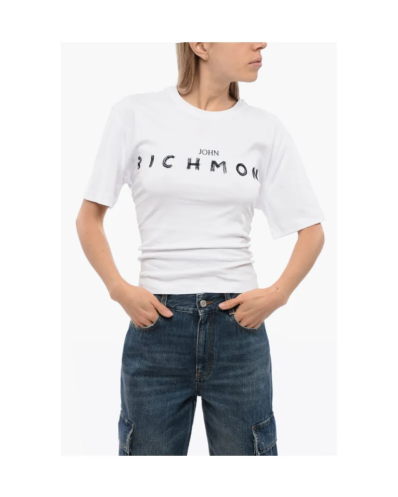 John Richmond TOMIOK Überzieh-T‑Shirt mit Spitzendetail hinten - Weiß Weiß