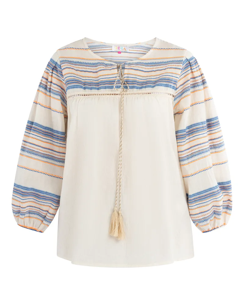 IZIA Bluse Damen Orange Blau Wollweiss Mehrfarbig