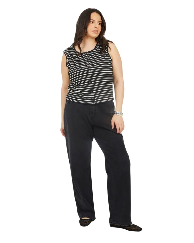 Brave Soul Jeans für Damen (gewaschenes Schwarz Schwarz