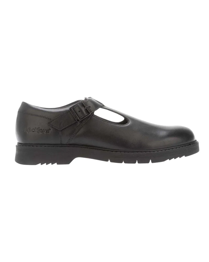Kickers Finley" Formelle Schuhe für Damen, Leder, T-Träger (Schwarz Schwarz