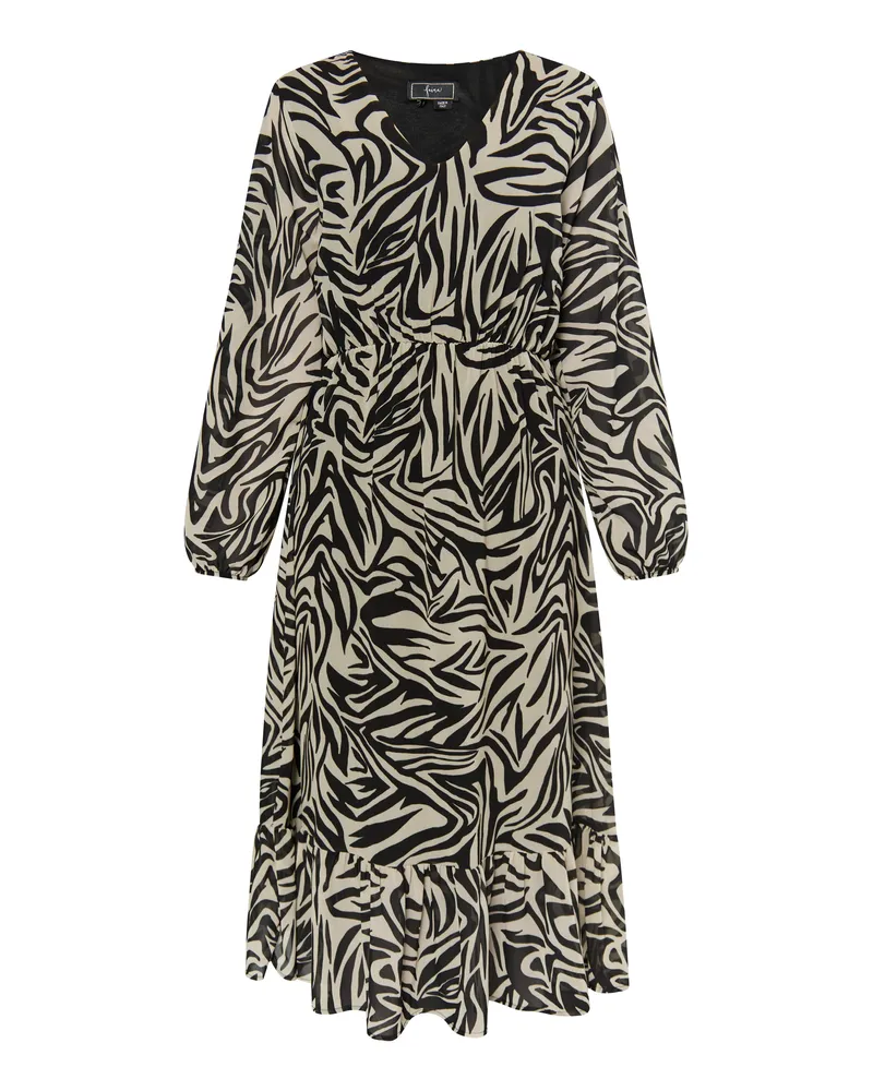 FAINA Kleid mit Zebra-Print Damen beige/schwarz Schwarz