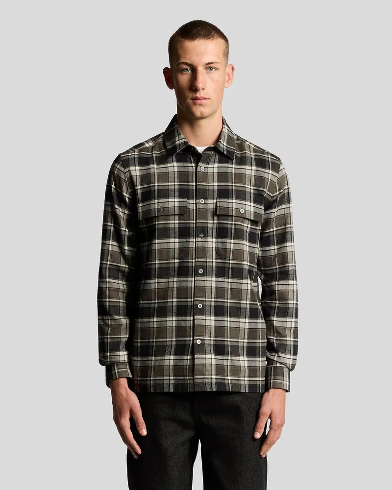 Lyle & Scott Bürstetes Baumwollkarohemd Schwarz