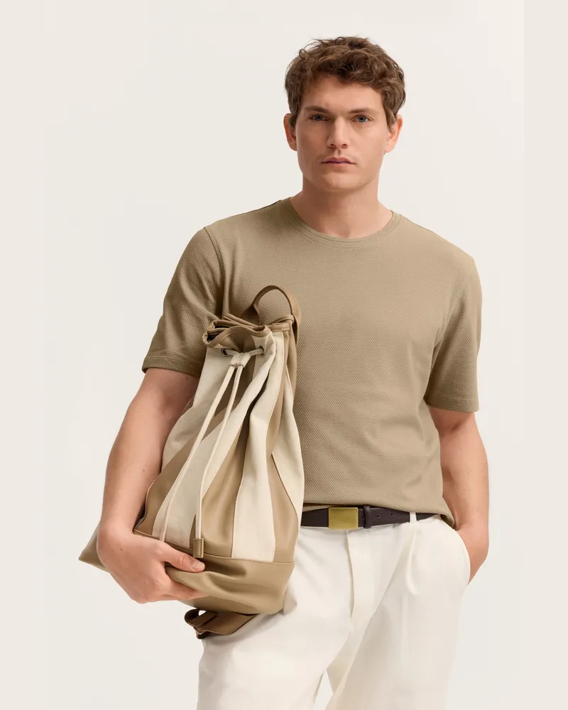 Bugatti Herren T-Shirt mit einer eleganten Struktur Braun