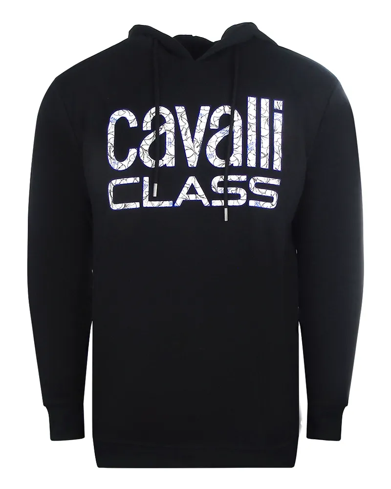 Roberto Cavalli Schwarzer  Kapuzenpullover mit Blumenlogo Schwarz