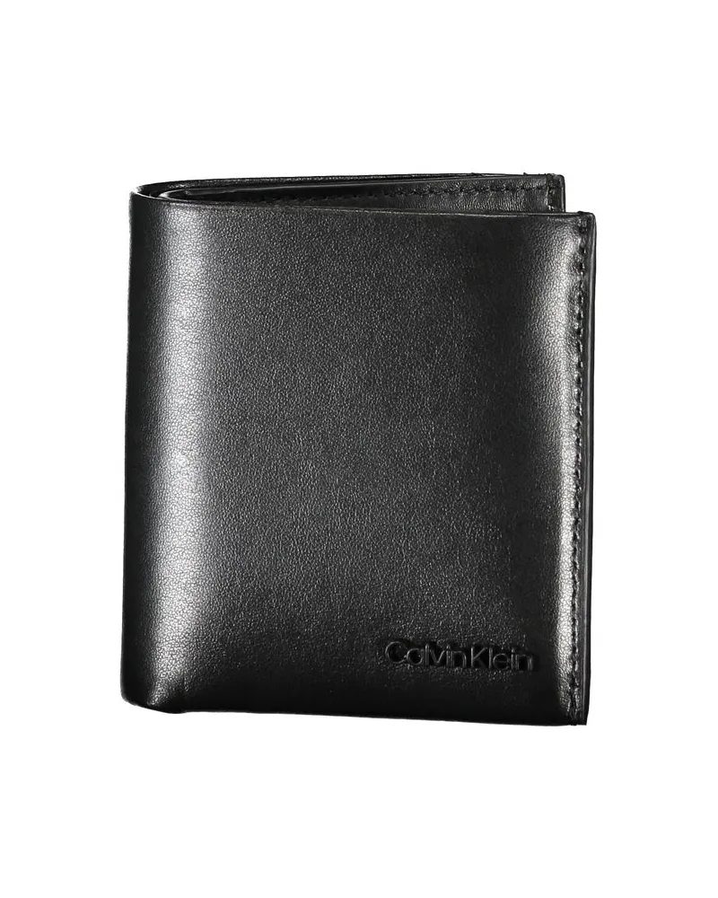 Calvin Klein Leder Zwei-Falt Geldbörse Schwarz
