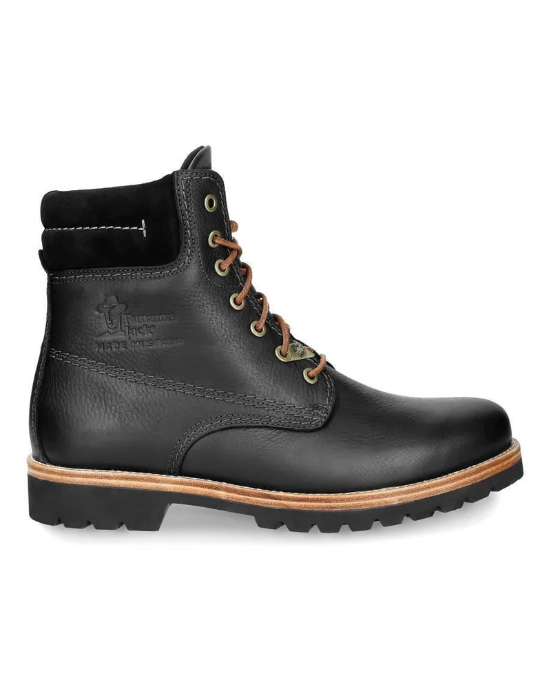 Panama Jack 03 C27 Herrenstiefel, schwarze wasserdichte Lederschnürsenkel, Wander-Knöchel-Chukka Schwarz