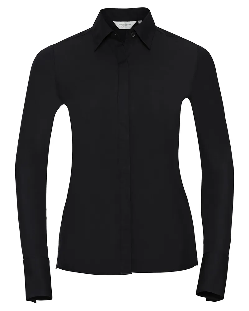 Russell Athletic Russell Collection - "Ultimate" Formelles Hemd für Damen Langärmlig (Schwarz Schwarz