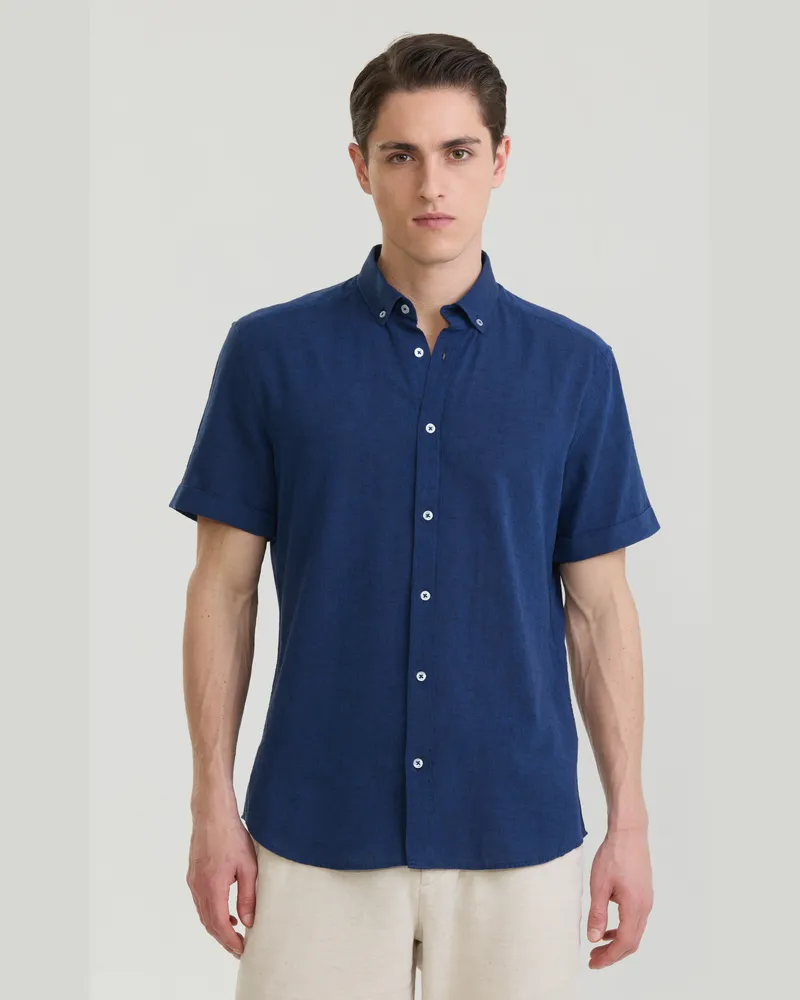 Felix Hardy Hemd Kurzarmhemd Marineblau