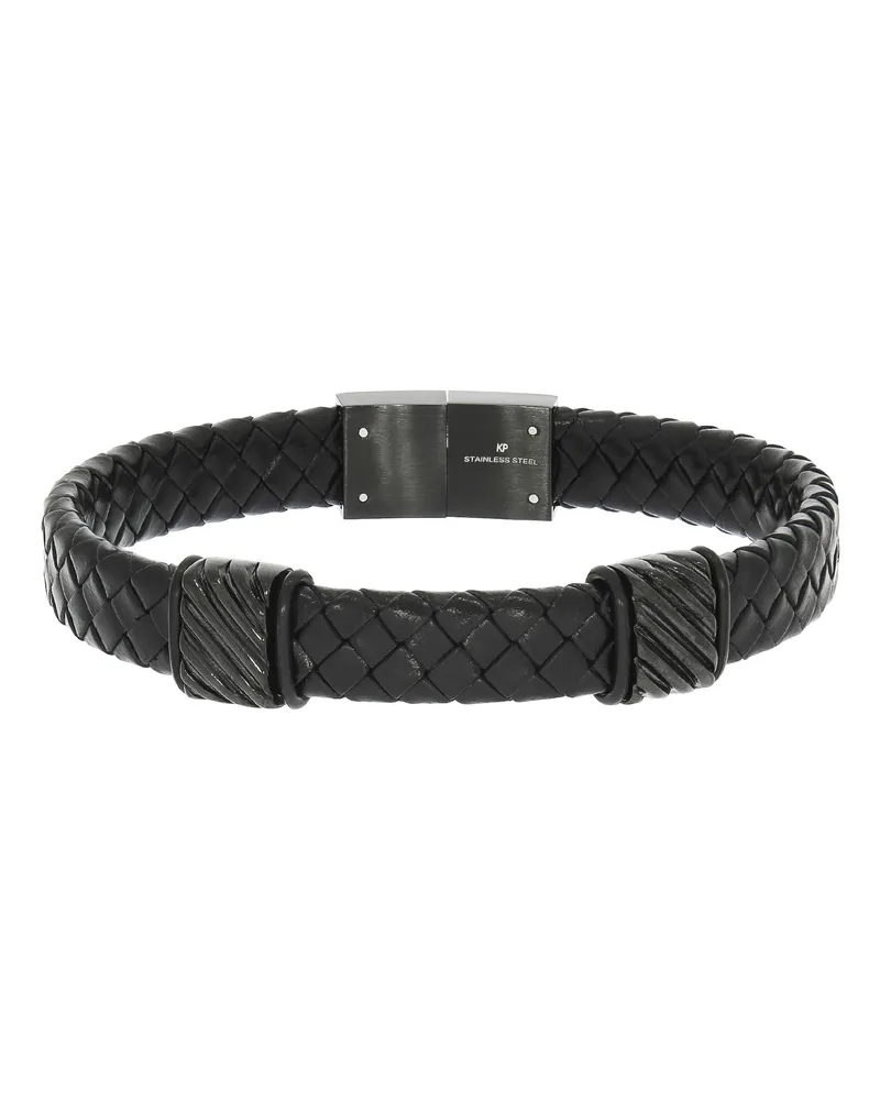 ZEEme Stainless Steel Armband Lederband braun mit Edelstahlverschluss Braun