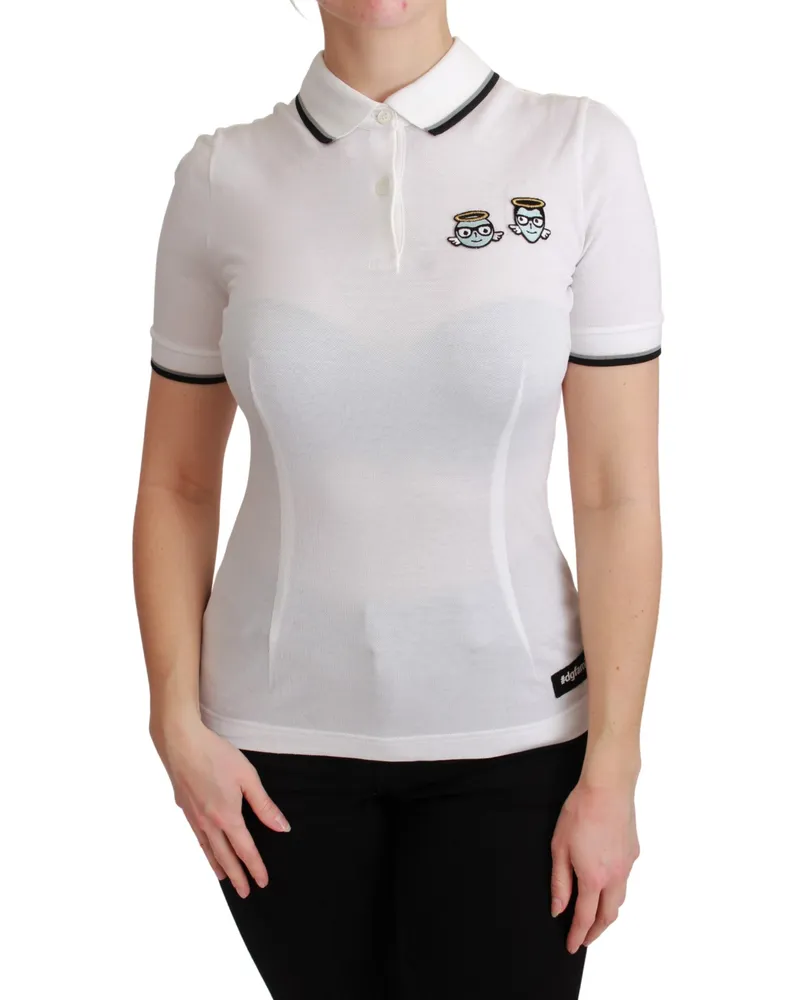 Dolce & Gabbana Weißes Baumwoll-Polo #dgfamily T-Shirt Mehrfarbig