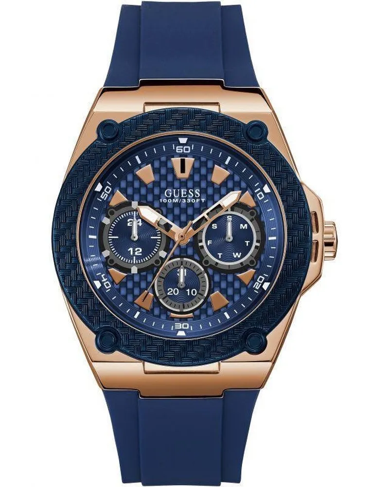 Guess W1049G2 Legacy Blaues Zifferblatt Blaues Silikon Herrenuhr Marineblau