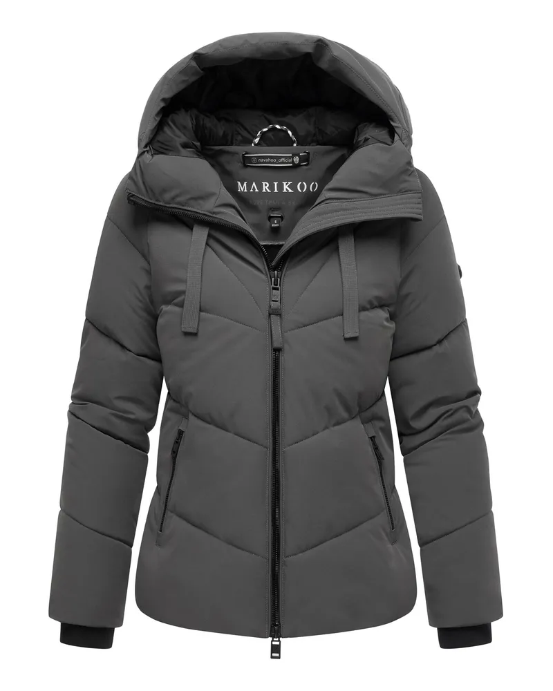 Marikoo Stepp-Winterjacke Kwamee für Damen mit Kapuze und Zwei-Wege-Reißverschluss - Schwarz Schwarz