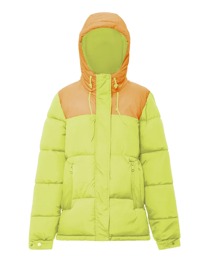 My Mo Wattierte Steppjacke Damen Saure Limette Aprikose Limettengrün