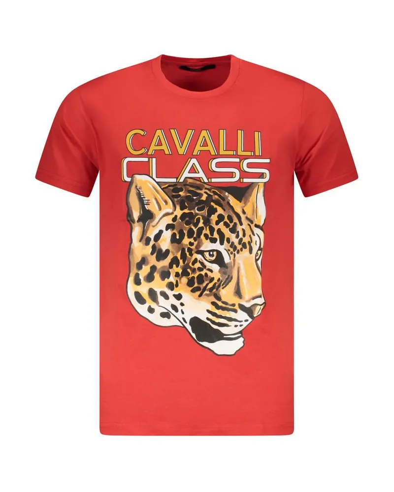 Roberto Cavalli Rotes Baumwoll-T-Shirt für Herren - Rot Rot