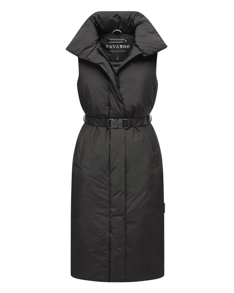 NAVAHOO Abendlied Damen lange Winter Weste – warm & stilvoll Schwarz