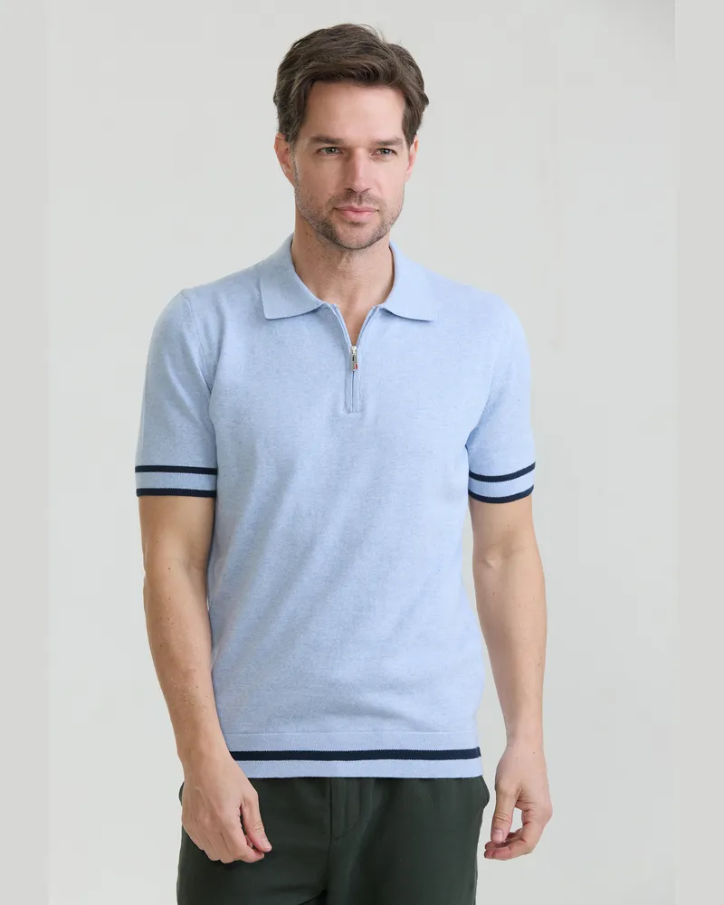 Felix Hardy Kurzärmeliges Polohemd mit Reißverschluss - Blau Blau