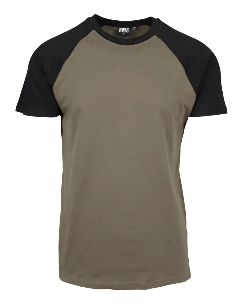 Urban Classics T-Shirt für Herren Raglanärmel (Oliv/Schwarz Oliv