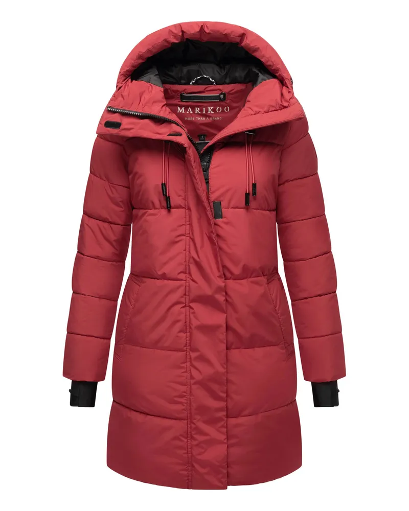 Marikoo Damen Winter-Steppjacke mit Kapuze & Fleecefutter – Kaituu Rot