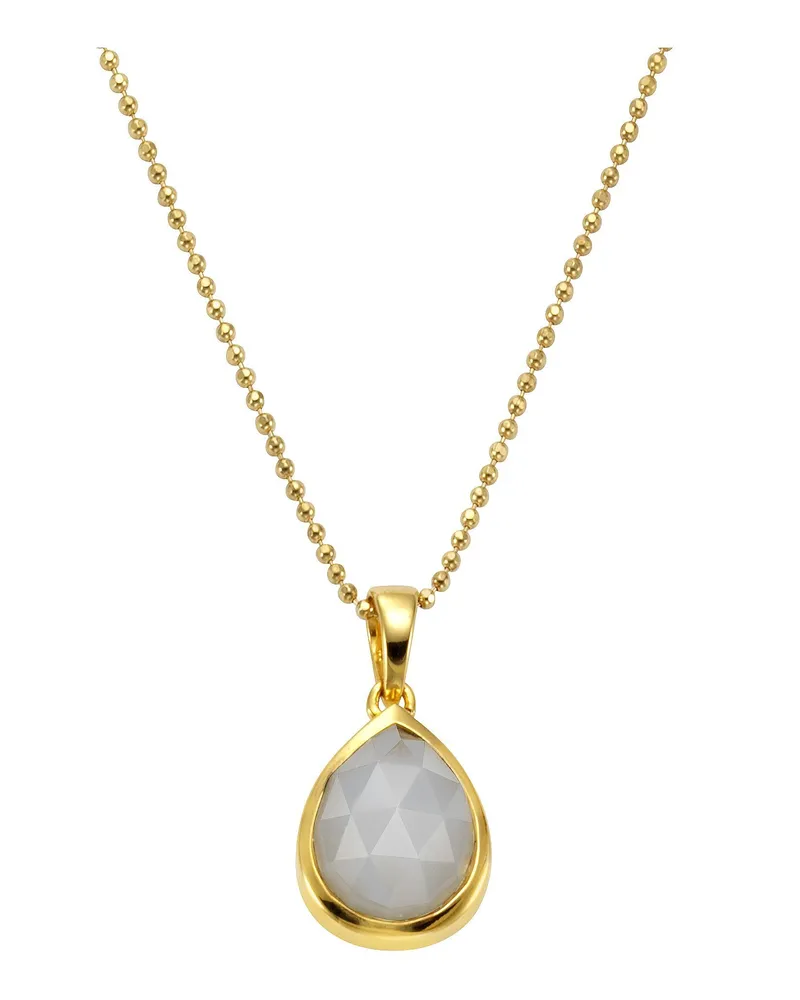 Jamelli Anhänger mit Kette 925 Silber rhodiniert Mondstein weiß Gold
