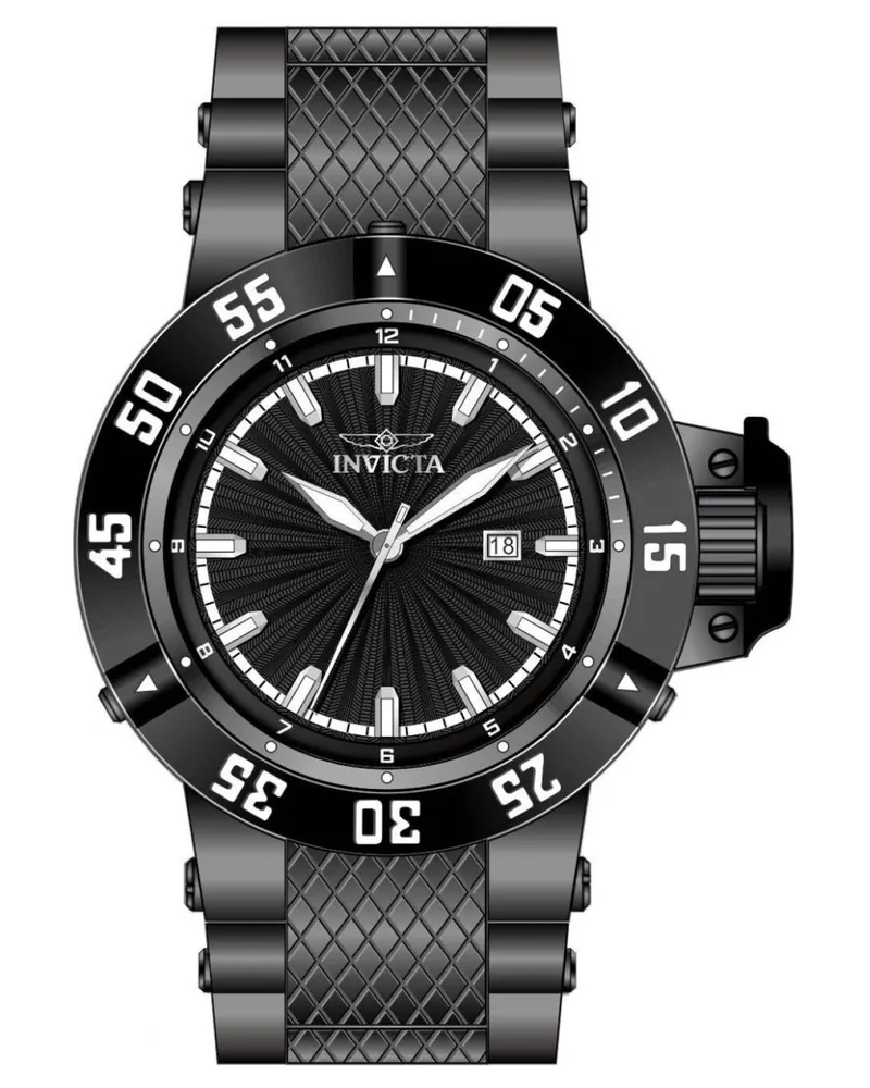 Invicta Subaqua 50794 Herrenuhr - Quarzwerk - Edelstahl mit schwarzem Zifferblatt - 50 mm Grau