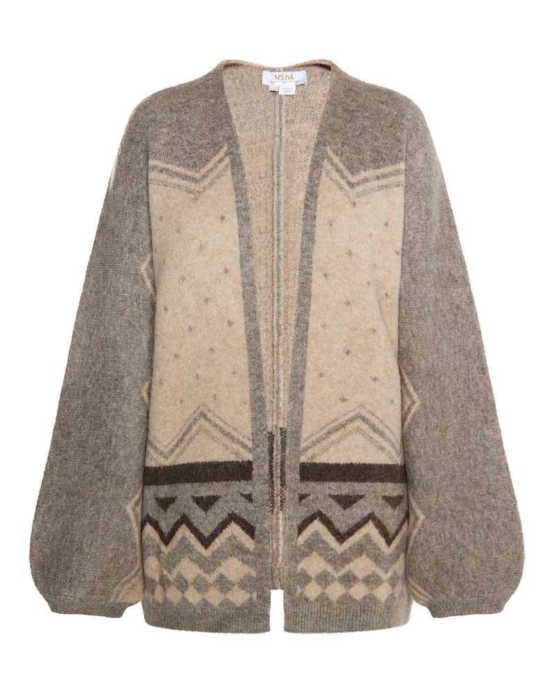 Usha Strickcardigan für Damen, mehrfarbiges Detail - Beige Beige