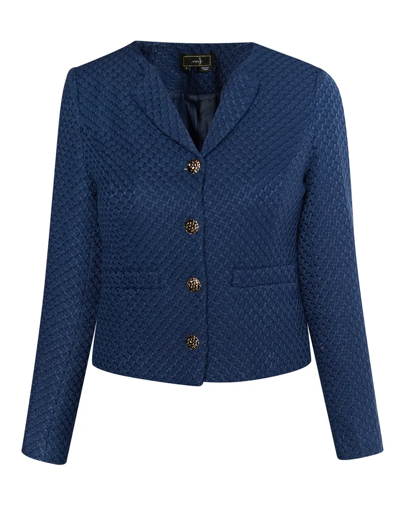 FAINA Bouclé-Jacke Damen Marine Marineblau