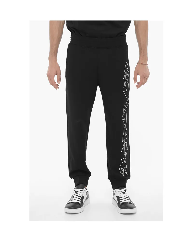 Neil Barrett Skinny Fit BOLTS Jogginghose mit kontrastierender Stickerei in Schwarz Schwarz