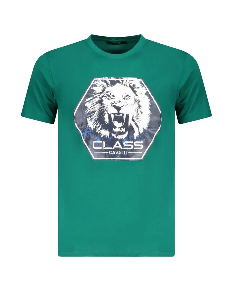 Roberto Cavalli Löwenkopf Grafik T-Shirt Petrol