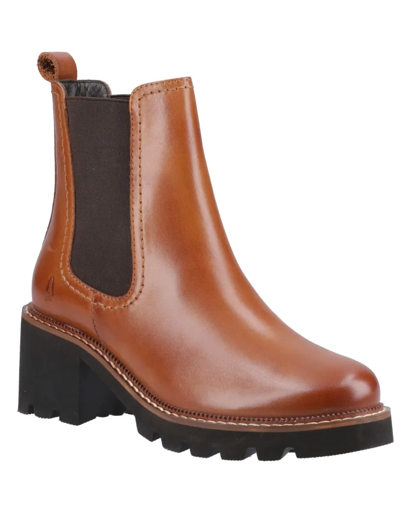 Hush Puppies Gaia Leder Damen Tan Absatz Chelsea Boots Cognac