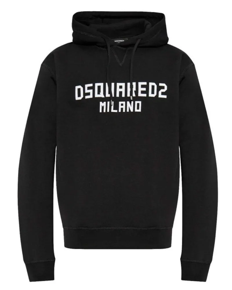Dsquared2 Milano Logo Cool Fit Schwarzer Hoodie Schwarz