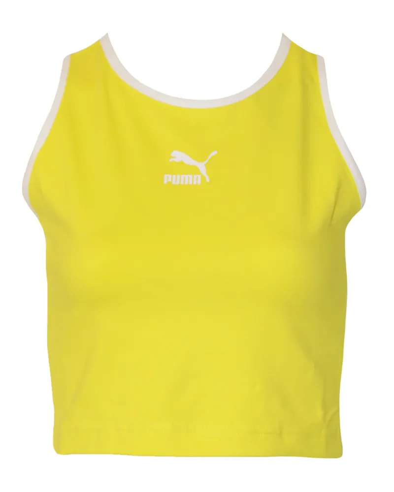 Puma Classics" Ärmelloses Oberteil kurz geschnitten für Damen (Schwarz Gelb