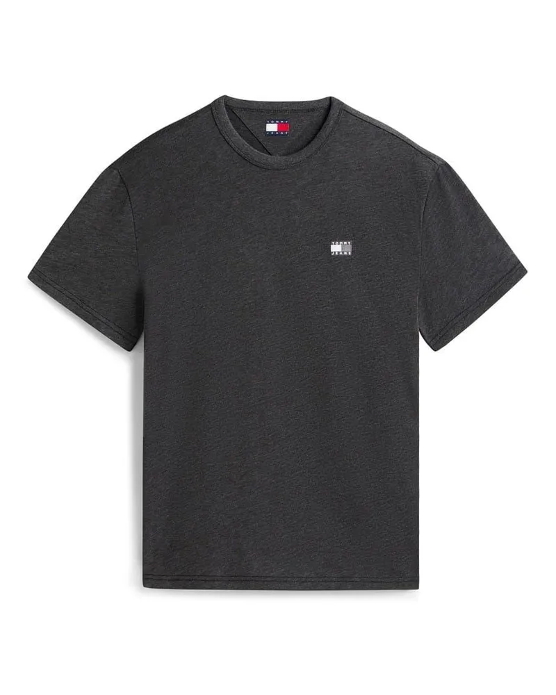 Tommy Hilfiger T-Shirt für Herren,Abzeichen (Black Heather Schwarz