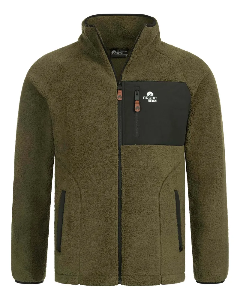 Arctic Seven Herren Sherpa-Fleecejacke AS-415, warm und leicht - Grün Grün