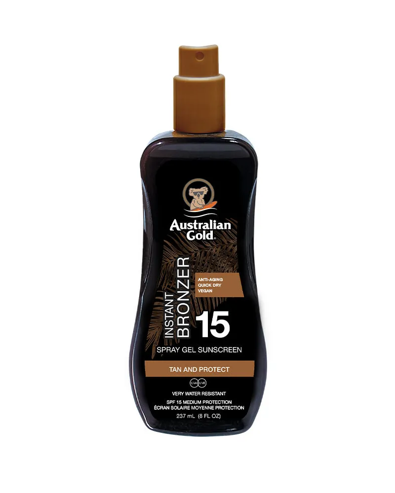 Australian Gold Sunscreen Spf15 Spray Gel With Instant Bronzer 237 ml 