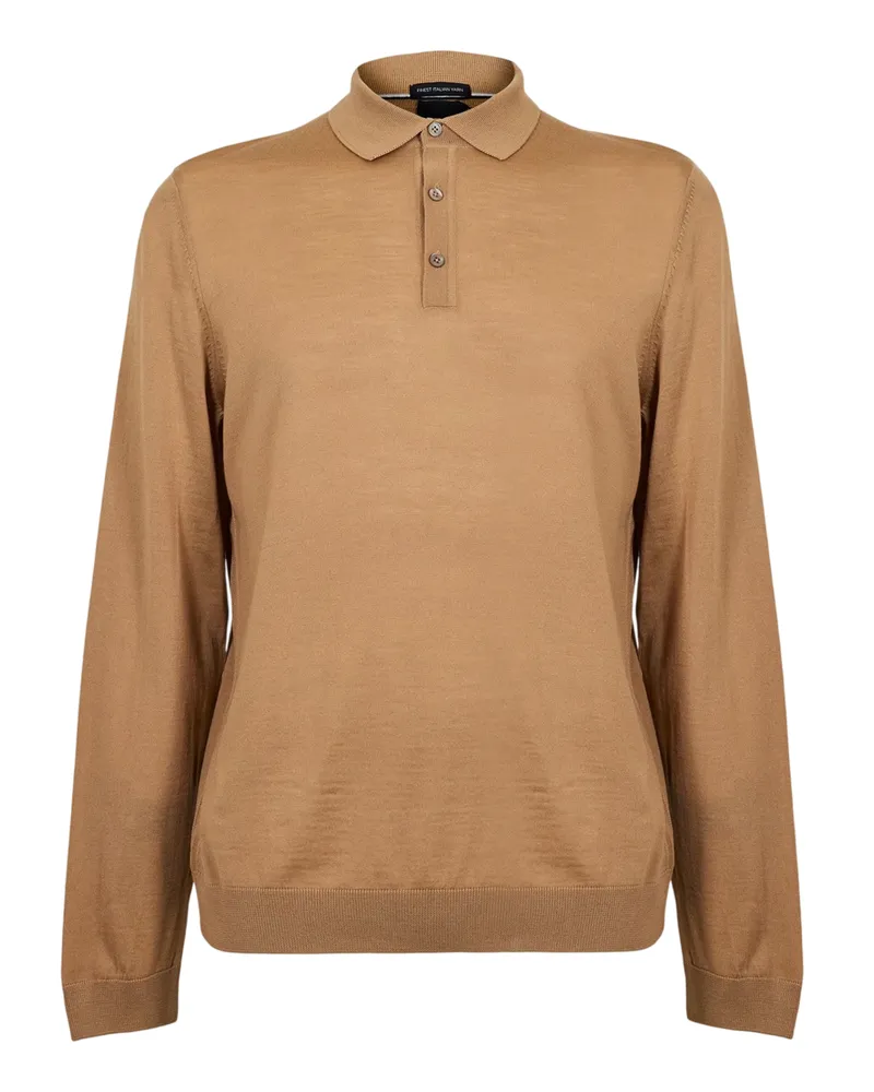HUGO BOSS Lanciomne" Poloshirt für Herren, Langärmlig (Mittelbeige Orange