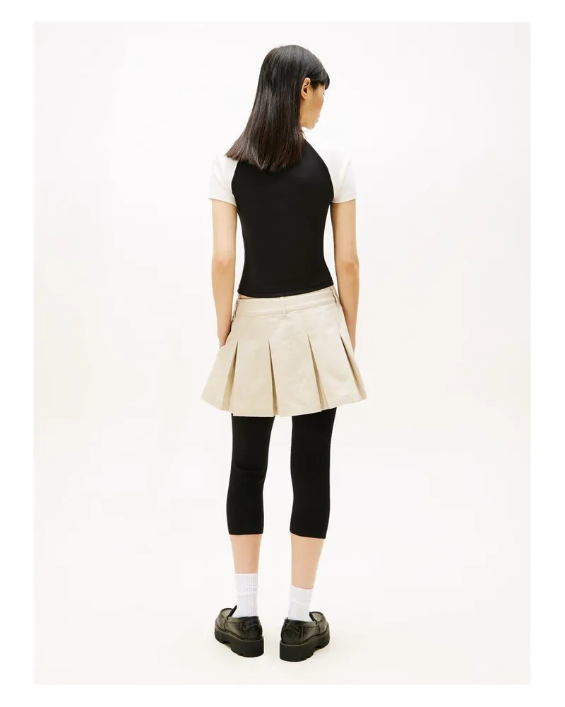 Tommy Hilfiger T-Shirt für Damen, Rundhalsausschnitt, Raglanärmel (Schwarz Schwarz