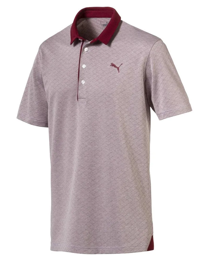 Puma Diamond Jaquard Burgund Performance Fit Herren Golf Polo -Hemd 576125 03 Bordeaux