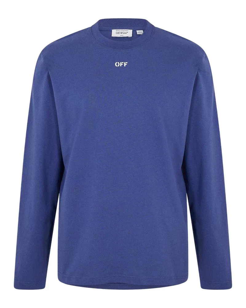 OFF-WHITE Off White - T-Shirt für Herren, Rundhalsausschnitt, Regulär, Langärmlig (Dunkelblau/Weiß Dunkelblau
