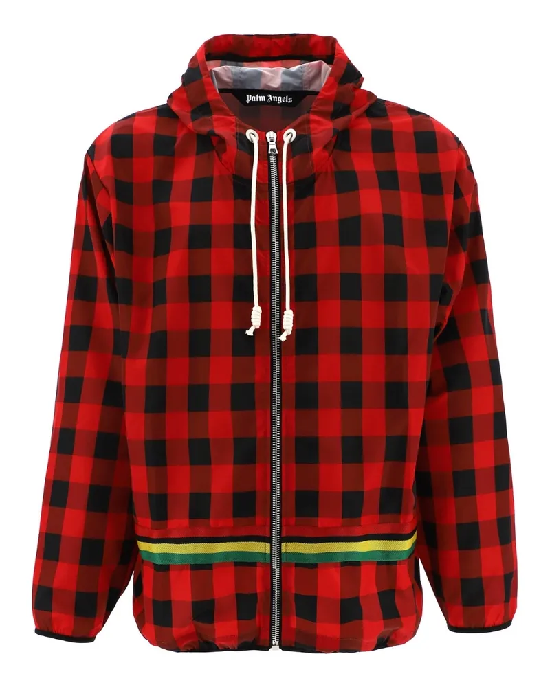 Palm Angels Buffalo Check Windbreaker Rote Jacke Rot