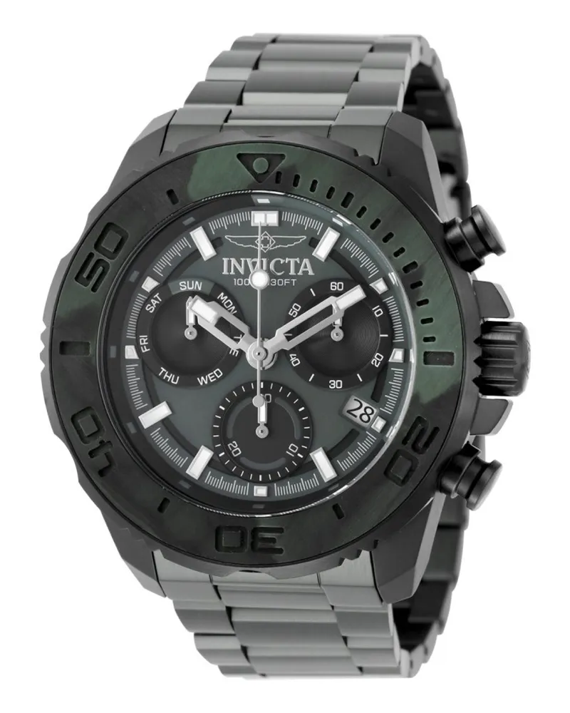 Invicta Carbon Hawk 51080 Herrenuhr - Quarzwerk - Edelstahl mit grünem Zifferblatt - 48 mm Grün