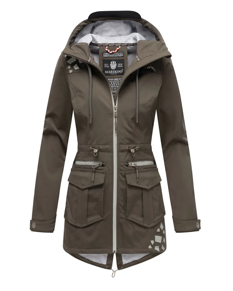 Marikoo Damen Softshelljacke – Ulissaa mit Kapuze & Reflektoren Grau