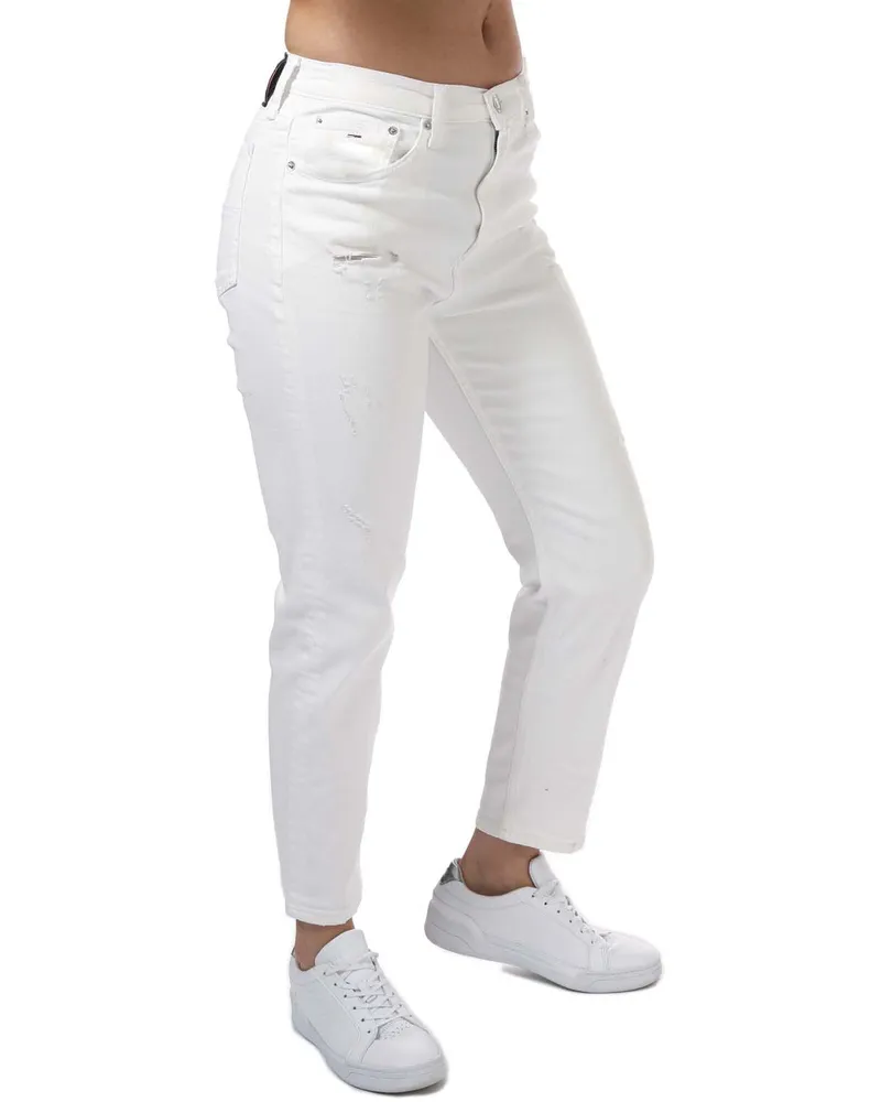 Tommy Hilfiger Tabard Logo Patch Jeans für Frauen in Weiß Weiß