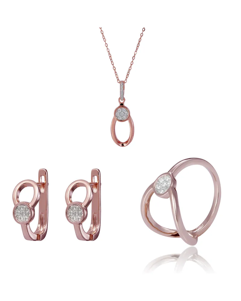 Orphelia Gigi' Damen-Set aus 925er Sterlingsilber: Halskette + Ohrringe + Ring – Rosé SET-7439 Rosé