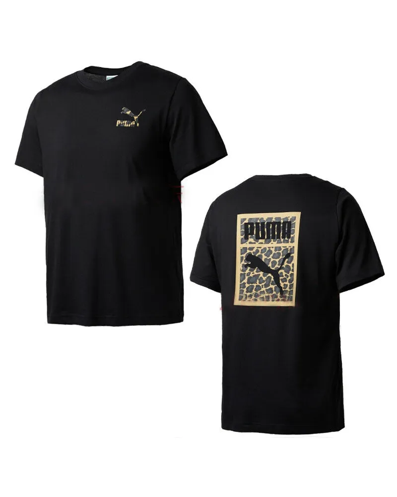 Puma Wild Pack Tee Herren Kurzarm T-Shirt Casual Black 578329 51 A22d Schwarz