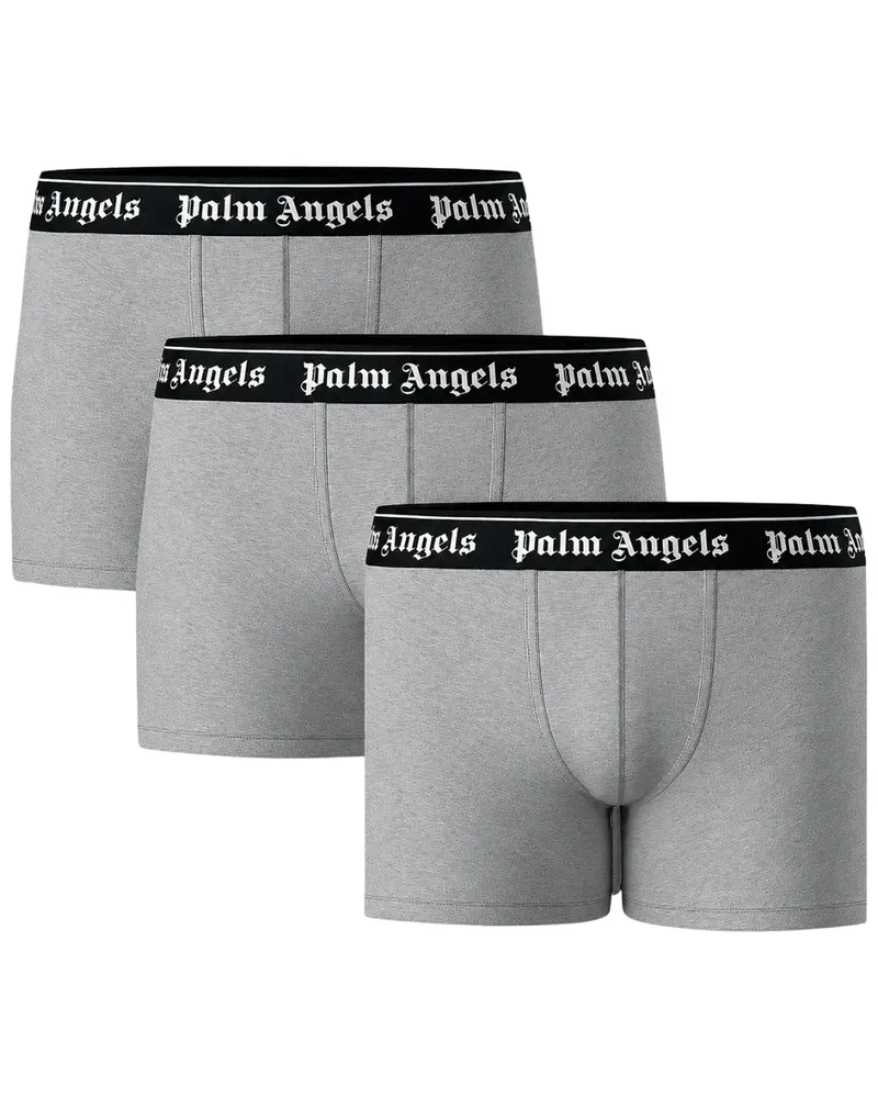 Palm Angels Boxershorts mit Logo in Hellgrau Mehrfachpack Hellgrau
