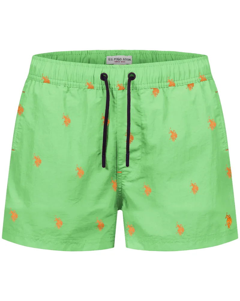 U.S. Polo Assn.  Herren Badeshorts mit Allover-Logo-Design Grün